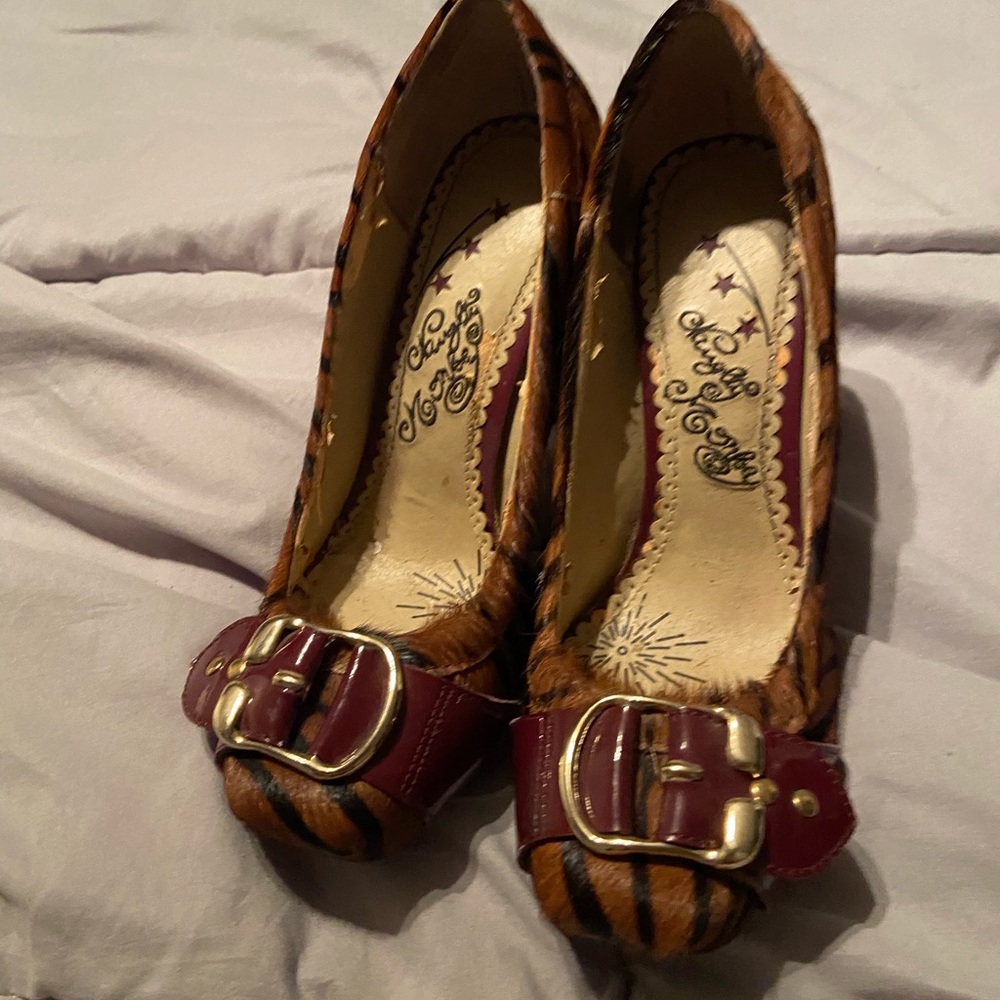 Faux fur heels